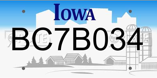 BC7B034 Iowa License Plate