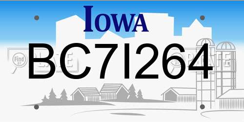 BC7I264 Iowa License Plate