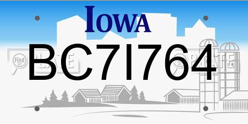 BC7I764 Iowa License Plate