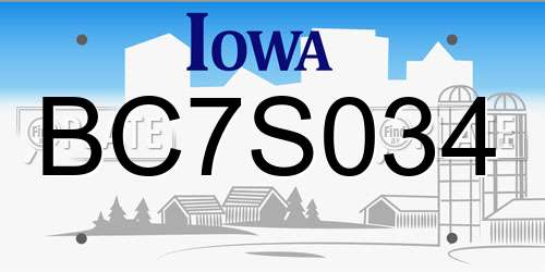 BC7S034 Iowa License Plate