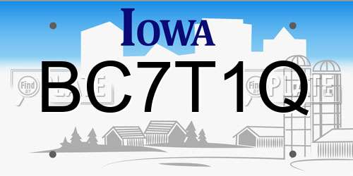 BC7T1Q Iowa License Plate
