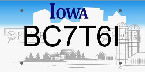 BC7T6I Iowa License Plate