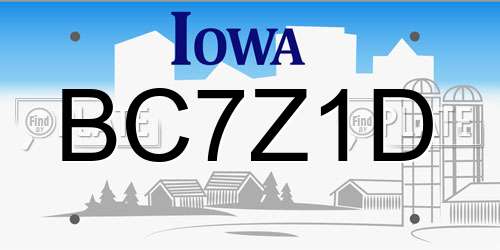 BC7Z1D Iowa License Plate