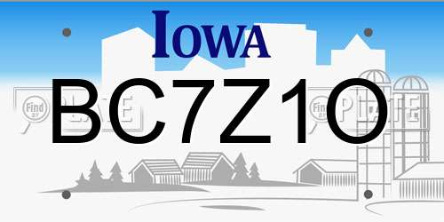 BC7Z1O Iowa License Plate