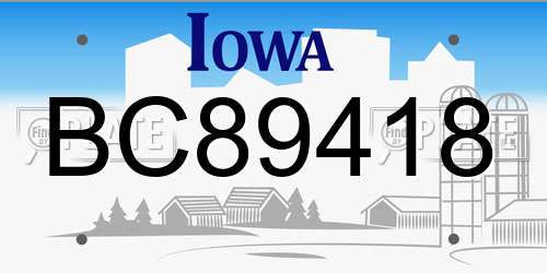 BC89418 Iowa License Plate