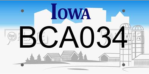 BCA034 Iowa License Plate
