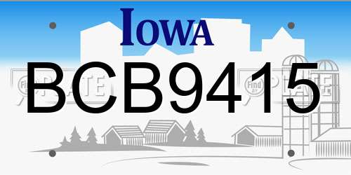 BCB9415 Iowa License Plate
