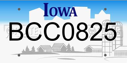 BCC0825 Iowa License Plate