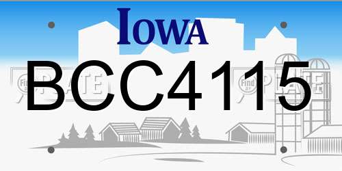 BCC4115 Iowa License Plate