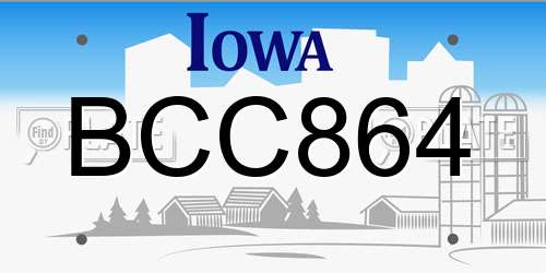 BCC864 Iowa License Plate