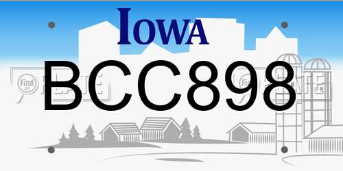 BCC898 Iowa License Plate