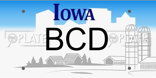 BCD Iowa License Plate