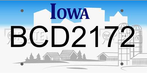 BCD2172 Iowa License Plate
