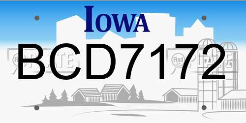 BCD7172 Iowa License Plate
