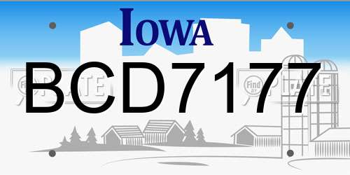BCD7177 Iowa License Plate