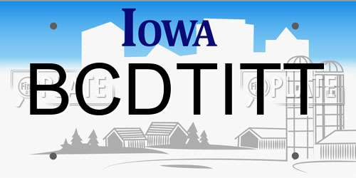 BCDTITT Iowa License Plate
