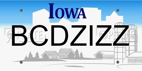 BCDZIZZ Iowa License Plate