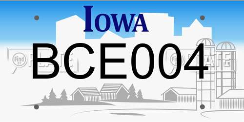 BCE004 Iowa License Plate
