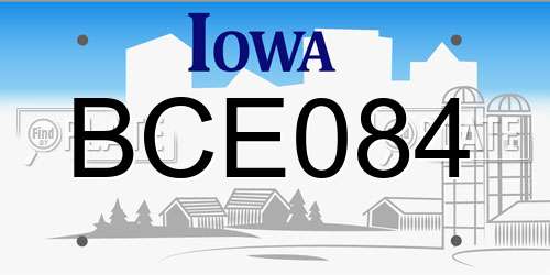 BCE084 Iowa License Plate