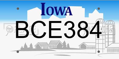 BCE384 Iowa License Plate