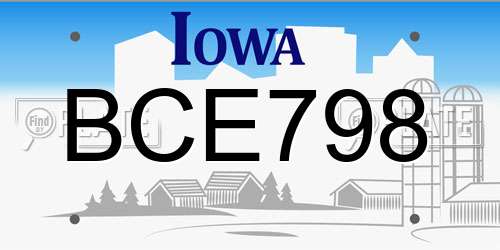 BCE798 Iowa License Plate