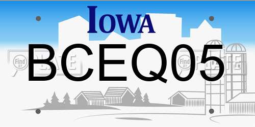 BCEQ05 Iowa License Plate