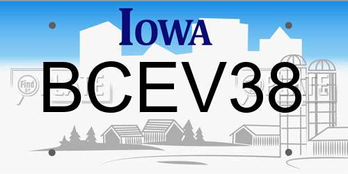 BCEV38 Iowa License Plate