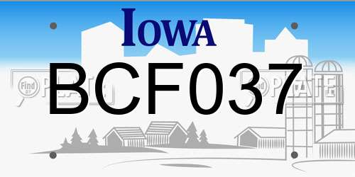 BCF037 Iowa License Plate