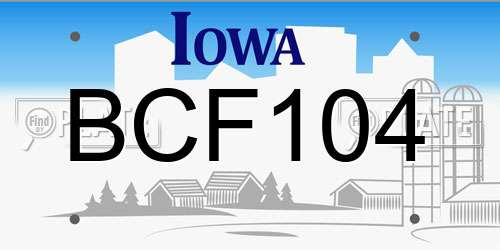 BCF104 Iowa License Plate