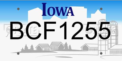 BCF1255 Iowa License Plate