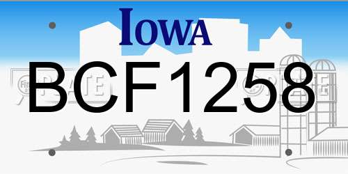BCF1258 Iowa License Plate
