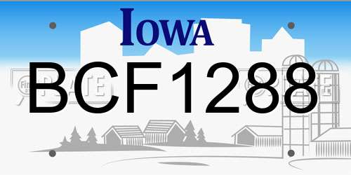 BCF1288 Iowa License Plate