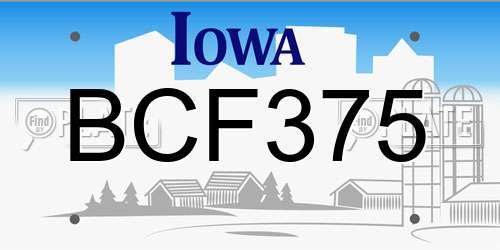 BCF375 Iowa License Plate