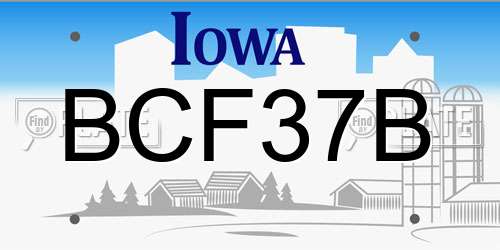 BCF37B Iowa License Plate