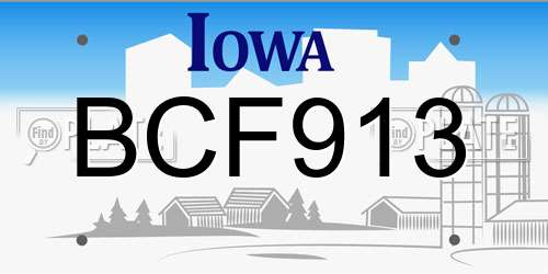 BCF913 Iowa License Plate