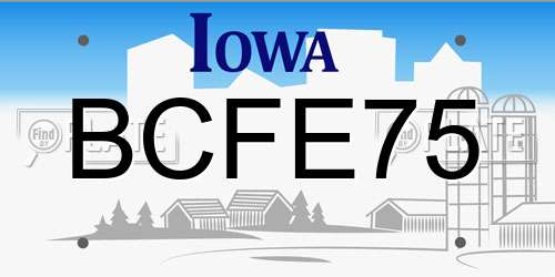BCFE75 Iowa License Plate