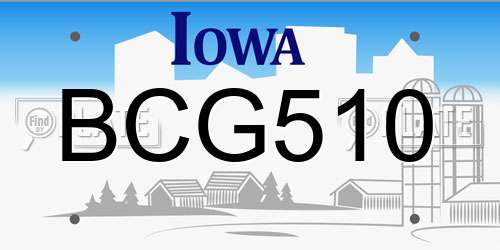 BCG510 Iowa License Plate