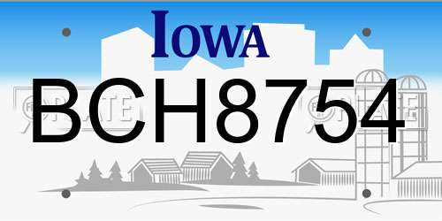 BCH8754 Iowa License Plate
