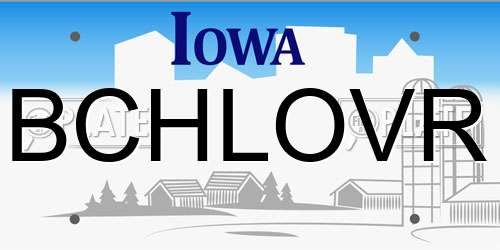 BCHLOVR Iowa License Plate