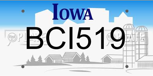 BCI519 Iowa License Plate
