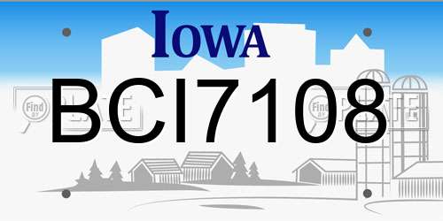 BCI7108 Iowa License Plate