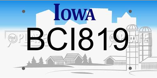 BCI819 Iowa License Plate