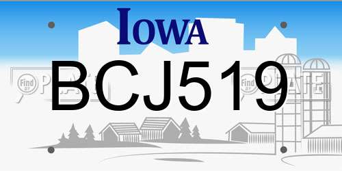 BCJ519 Iowa License Plate