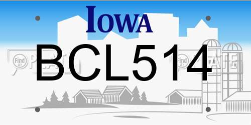 BCL514 Iowa License Plate