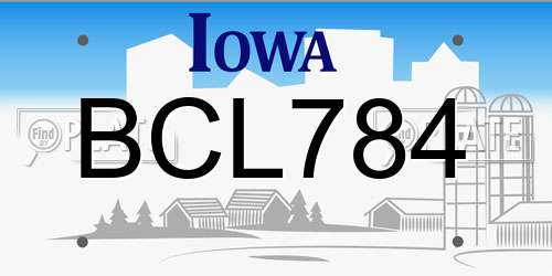 BCL784 Iowa License Plate
