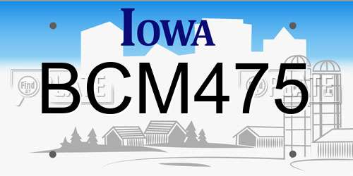 BCM475 Iowa License Plate