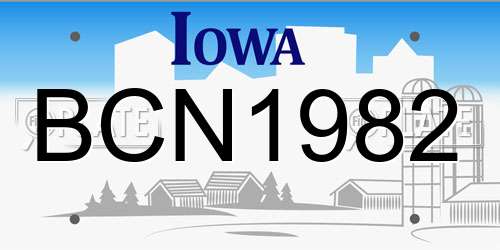 BCN1982 Iowa License Plate