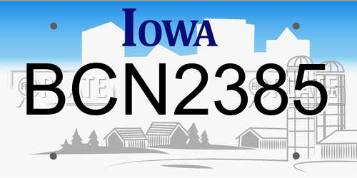 BCN2385 Iowa License Plate