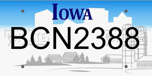 BCN2388 Iowa License Plate