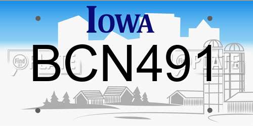 BCN491 Iowa License Plate